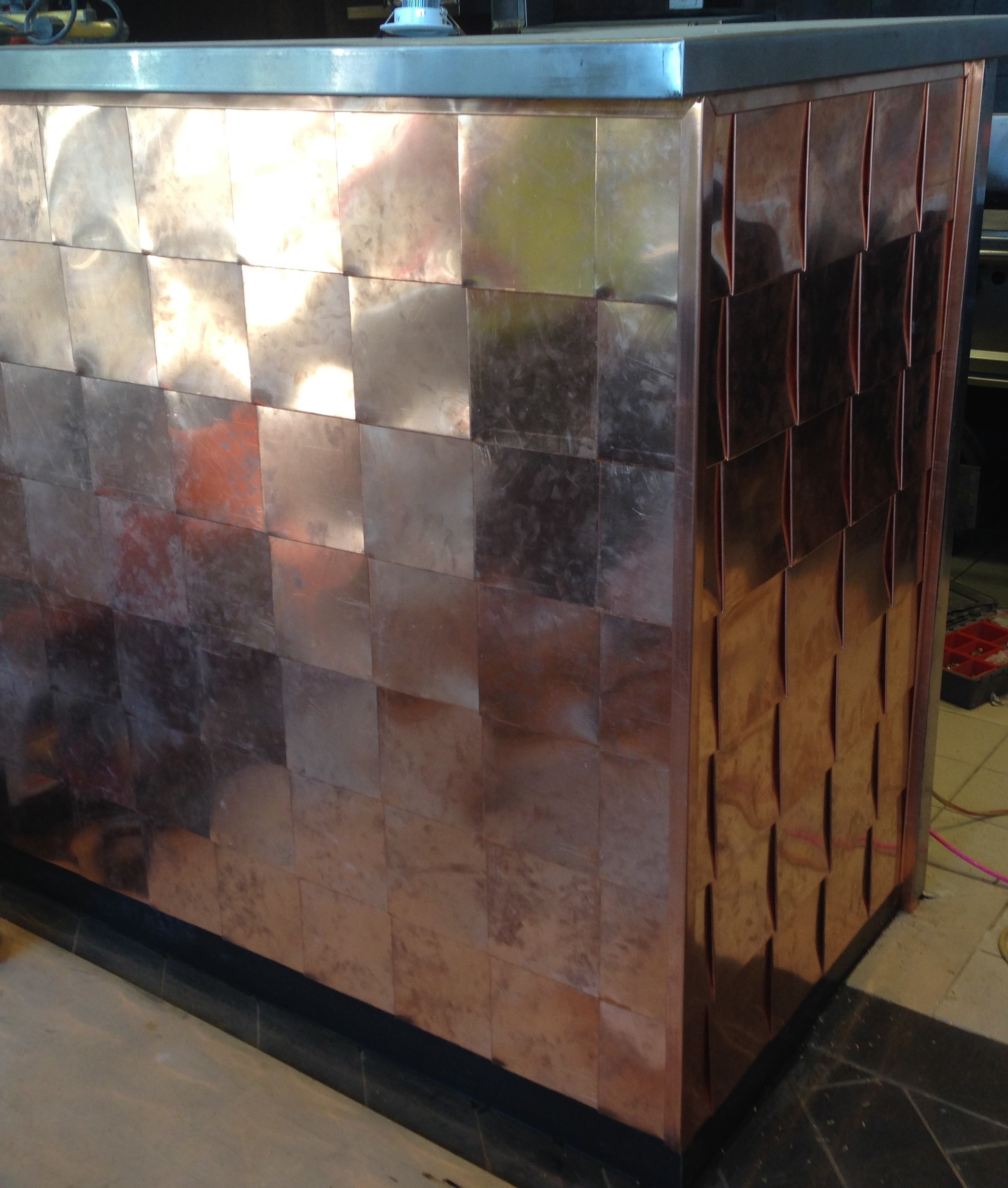 Joinery shingles copper bar facing